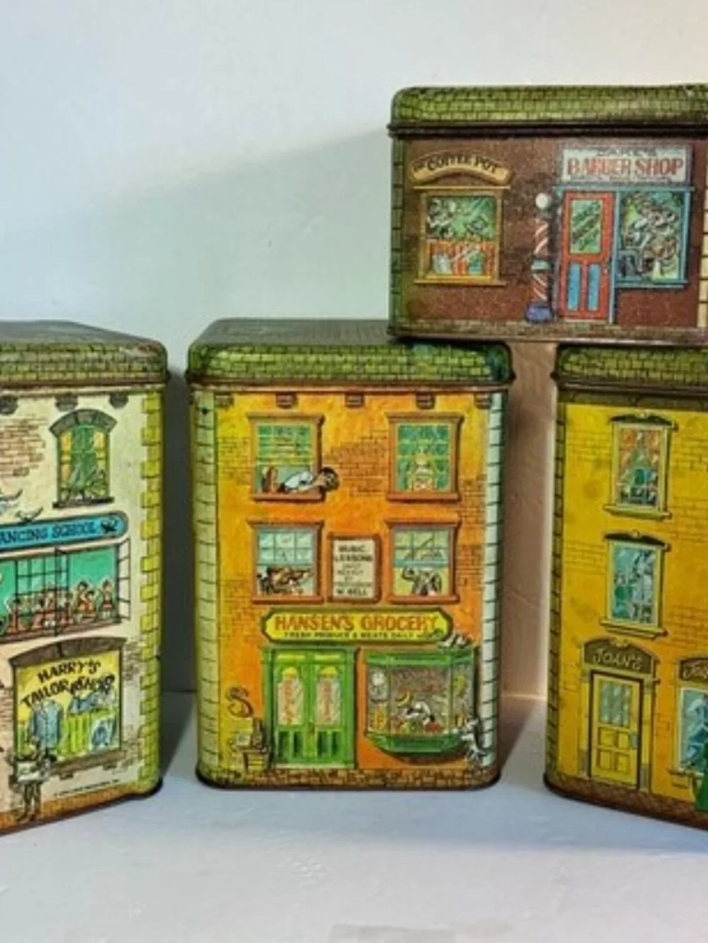 Vintage 5-Piece Kitchen Tin Set – Bread, Coffee, Sugar, Flour & Cookies